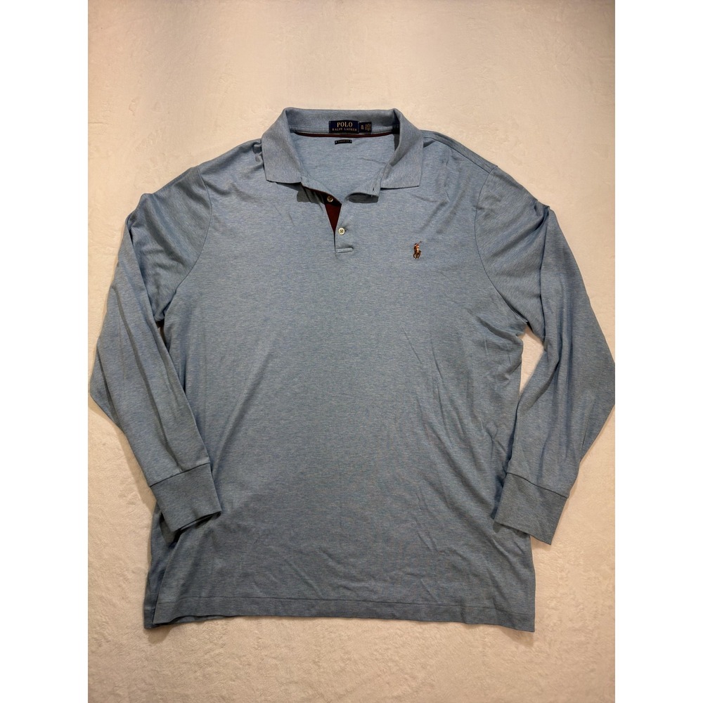 Polo Ralph Lauren Polo Shirt Mens XL Blue Long Sleeve Classic Fit Jersey Casual
